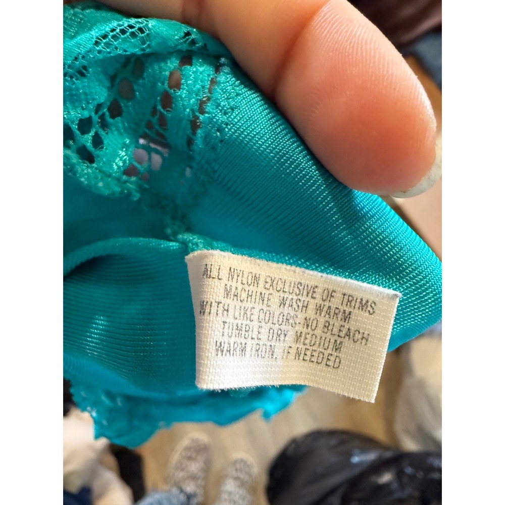 Shadowline Turquoise Blue Lace Trim Slip Dress Nightgown Lingerie Small - Picture 5 of 6